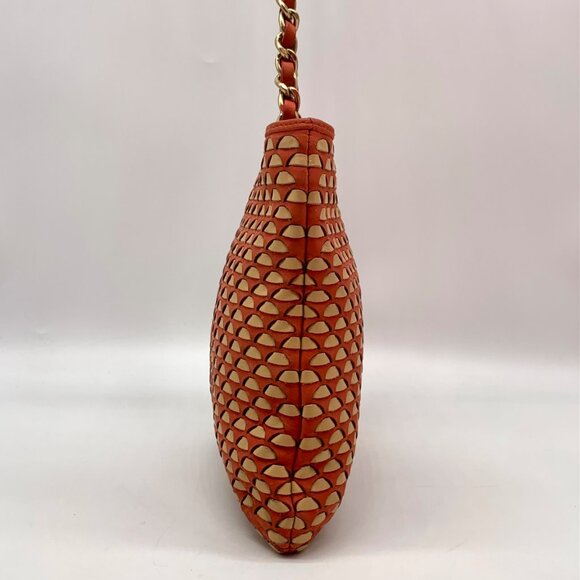 Pour La Victoire Coral & Tan Woven Leather Crossbody Bag - Picture 5 of 12